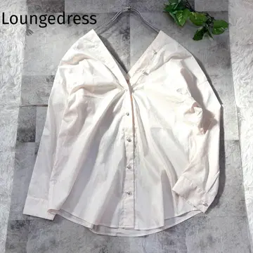 Loungedress 린넨 혼방 펄 2wayV넥 셔츠 내추럴 블라우스