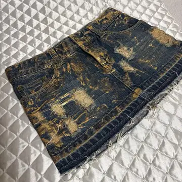 원스포 마이크로 미니 데미지 데님 골드 페인트 26