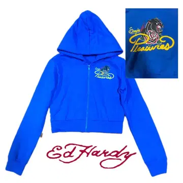미사용 새상품 Ed Hardy 에드하디 크롭 후드티 블루