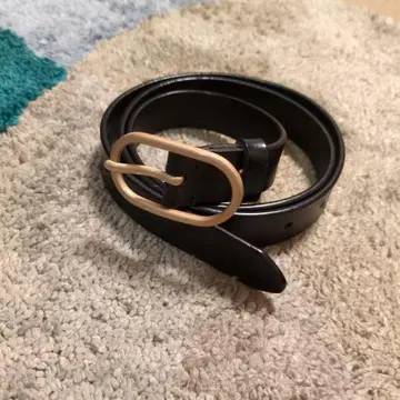 블랙 가죽 벨트 천연 가죽 골드 버클