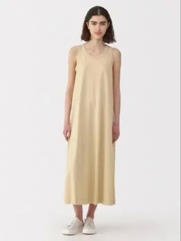 MUJI Labo 여성 린넨 혼방 슬리브리스 원피스