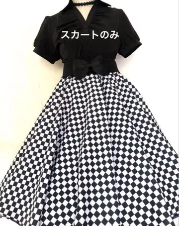 로카빌리 스커트 50s 올디스 로큰롤 체크 패턴 체커 랙