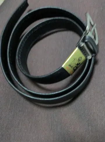 도쿄제 블랙 가죽 벨트 라이온 로고