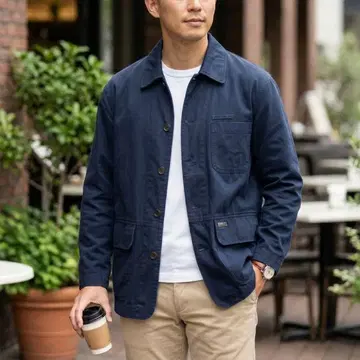 G3738 크로커다일 커버올 자켓 네이비 L 코튼 무지