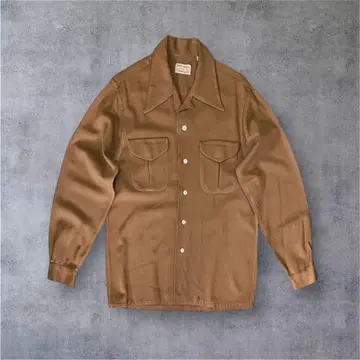 50'S PARKS APPAREL 레이온 개버딘 오픈 카라 셔츠 레어