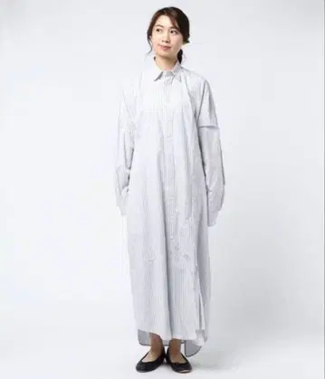 77circa 77서카 리메이크 스트라이프 롱 셔츠 원피스