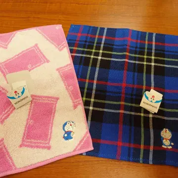 도라에몽 손수건 2개 세트 도라에몽 자수 타월 손수건