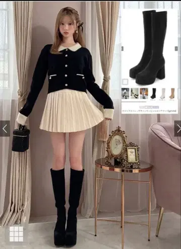 GRL 울트라 스트레치 청키힐 롱 부츠 gd1494