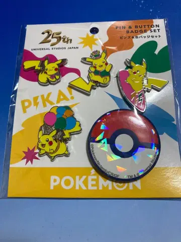 USJ 유니버셜 25주년 피카츄 포켓몬 핀즈&캔뱃지 세트