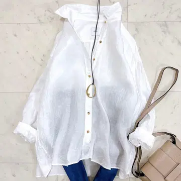 새상품급 스픽앤스팬 아사 빅 셔츠 골드 버튼 린넨 셔츠 루즈핏 린넨