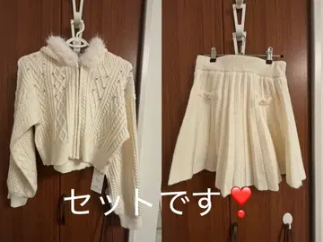 반짝이는 후드 부착 니트 후드티 세트