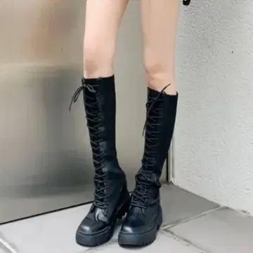 GYDA 제이 니트 도킹 인솔 워크 부츠 롱 부츠 블랙