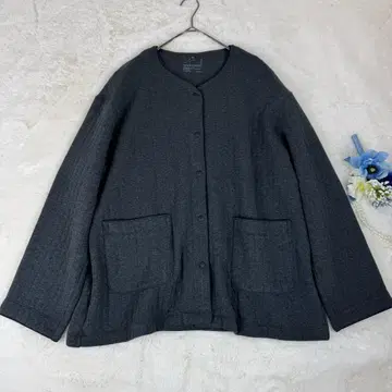 무인양품 코튼 혼방 퀼트 가디건 XL 다크 그레이 룸웨어