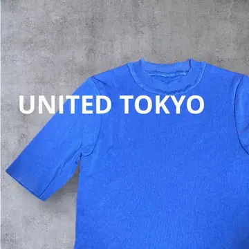 [ UNITED TOKYO ] 팔라스 크루 니트 반팔 블루 계열