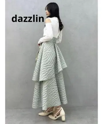 dazzlin 백리본 티어드 콤비 원피스 XS 민트 그린