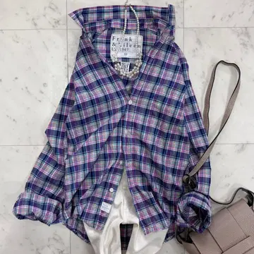 새상품급 프랭크&아이린 발리 주름 가공 멀티 체크 스키퍼 셔츠