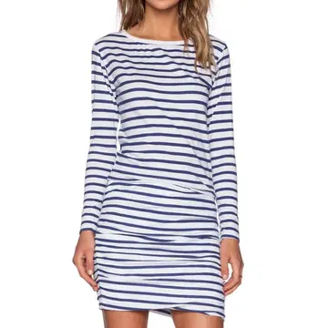 SUNDRY 마린 보더 원피스 루슈 개더 USA제 XS