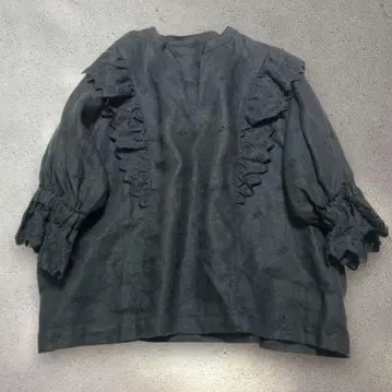 FRAMeWORK 프레임워크 ( F ) 블랙 프릴 블라우스 린넨 100%