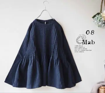 새상품할인 08맵 *네이비* 9번수 린넨 플리츠 래글런 블라우스 1076