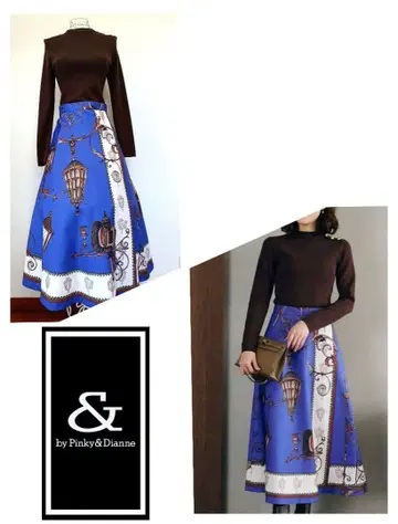 PINKY&DIANE 핑키앤다이안 스카프 패턴 롱 원피스