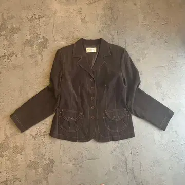 80's vintage 테일러드 자켓 디자인 스티치 스웨이드