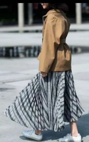 Bal lsey 보일 체크 비대칭 플리츠 스커트