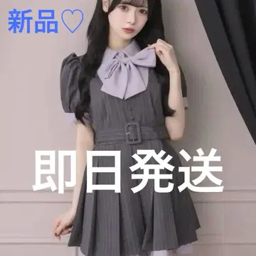 pium 피움 리본 타이 플리츠 미니 원피스