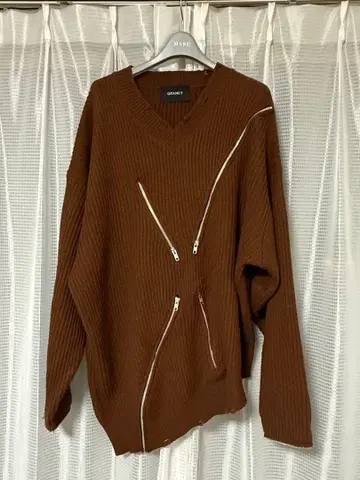 GRANCY 지퍼 디자인 비대칭 니트 L