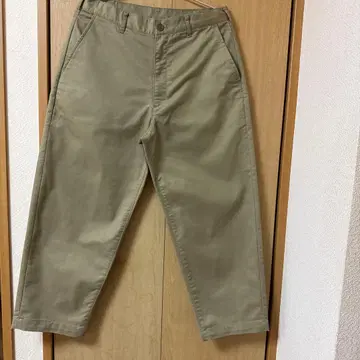 MUJI LABO 스트레치 치노 와이드 크롭 팬츠 카키 사이즈: S