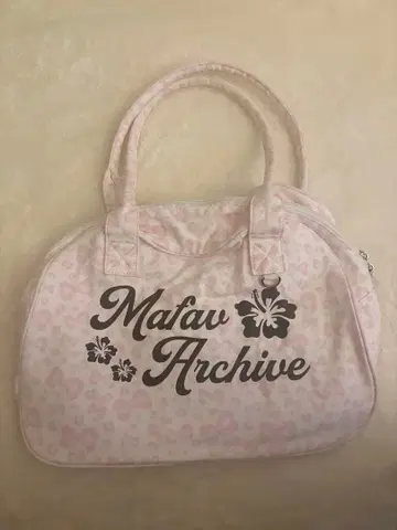 Mafav Archive 레오파드 무늬 핑크 보스턴 백