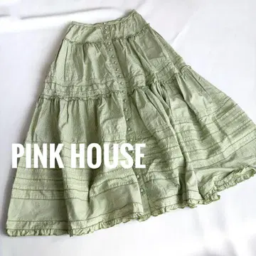 PINK HOUSE 핑크하우스 스커트 그린 체크 피코프릴