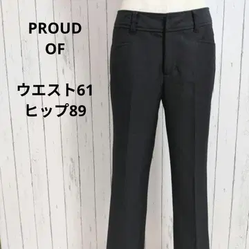 프라우드 슬랙스 테이퍼드 팬츠 센터 프레스 S 상당 블랙 레이디