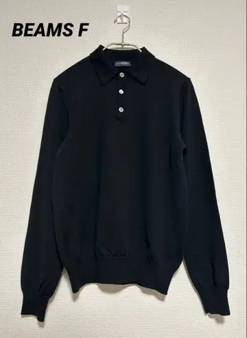 새상품급 BEAMS F 빔즈 F 니트 피케 셔츠 블랙 이탈리아제