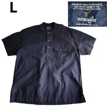 랭글러 헨리넥 셔츠 반팔 빈티지 린넨 면 네이비 L