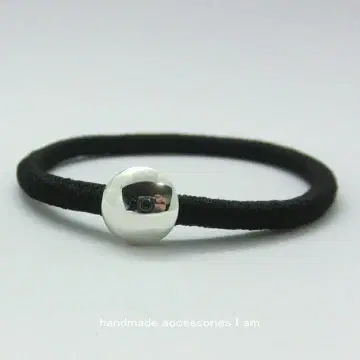 핸드메이드 심플 콘 블랙 머리끈 팔찌 실버925