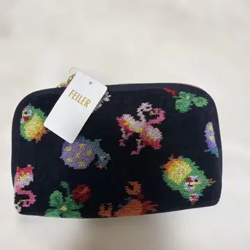 FEILER 카미사키 메구미 콜라보 네이비 동물 패턴 파우치