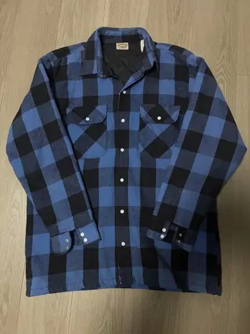 90s five brother 파랑 블랙 퀼팅 플란넬 셔츠 L USA제