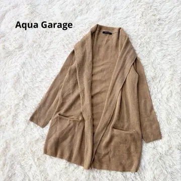 아쿠아 차고 롱 가디건 가운 숄카라 베이지 리브 니트