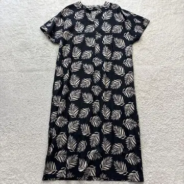 새상품급 다마 컬렉션 리프 프린트 롱 원피스 린넨