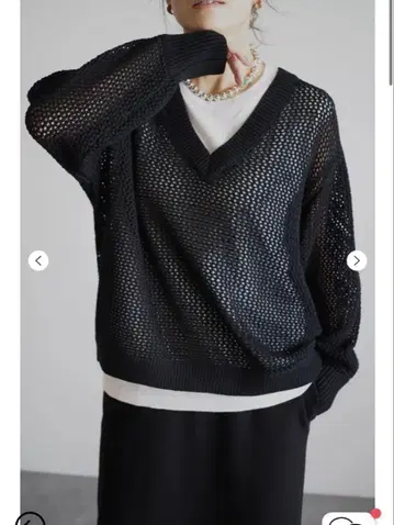 ANIECAV 넥 메쉬 니트 블랙 아 니카