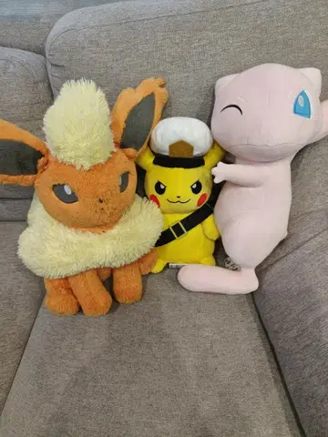 포켓몬 봉제 인형 피카츄 뮤우 부스터 빅 사이즈 3체 세트