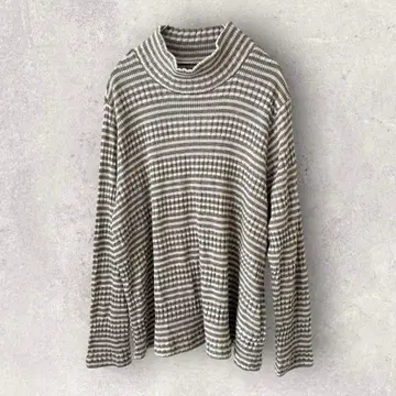 하르메쿠 LL 하이넥 스웨터 보더 울 혼방 여성용