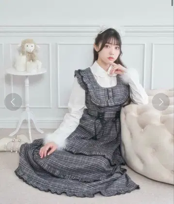 Honey Cinnamon 백 레이스업 롱 오버롤 스커트