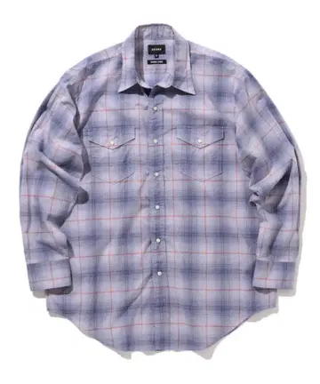 새상품급 BEAMS 22ss 루즈핏 체크 웨스턴 셔츠 주름 가공