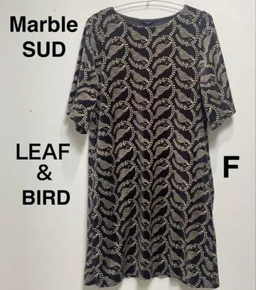 Marble SUD 마블슈드 리프 & 버드 F 플레어 원피스 네이비