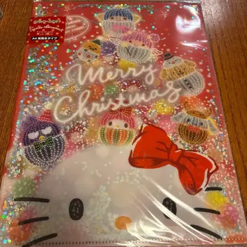 구하기 어려움 헬로키티 크리스마스 클리어 파일 펼침 타입 스팽글 포함