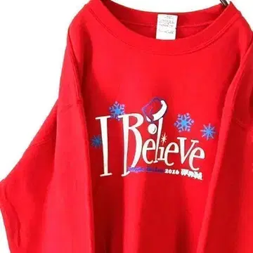 빌리브 I Believe 크리스마스 맨투맨 레드 빨간색 구제 의류