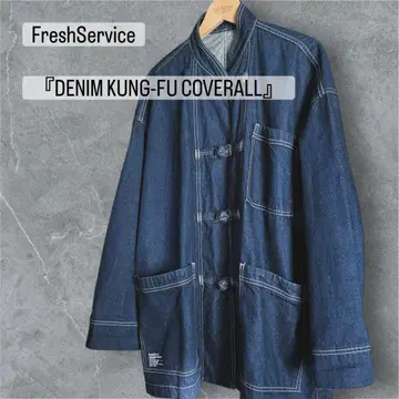 FreshService 데님 차이나 자켓 커버올 인디고