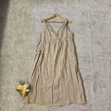 롱 원피스 (F) / 린넨 100% 내추럴 자수 롱 기장