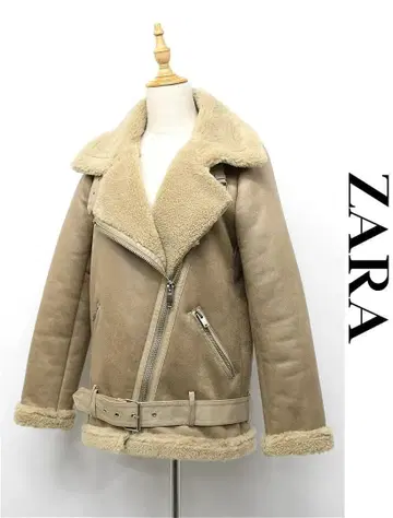 B534 ZARA 페이크 무스탕 라이더 자켓 더블 보아 안감